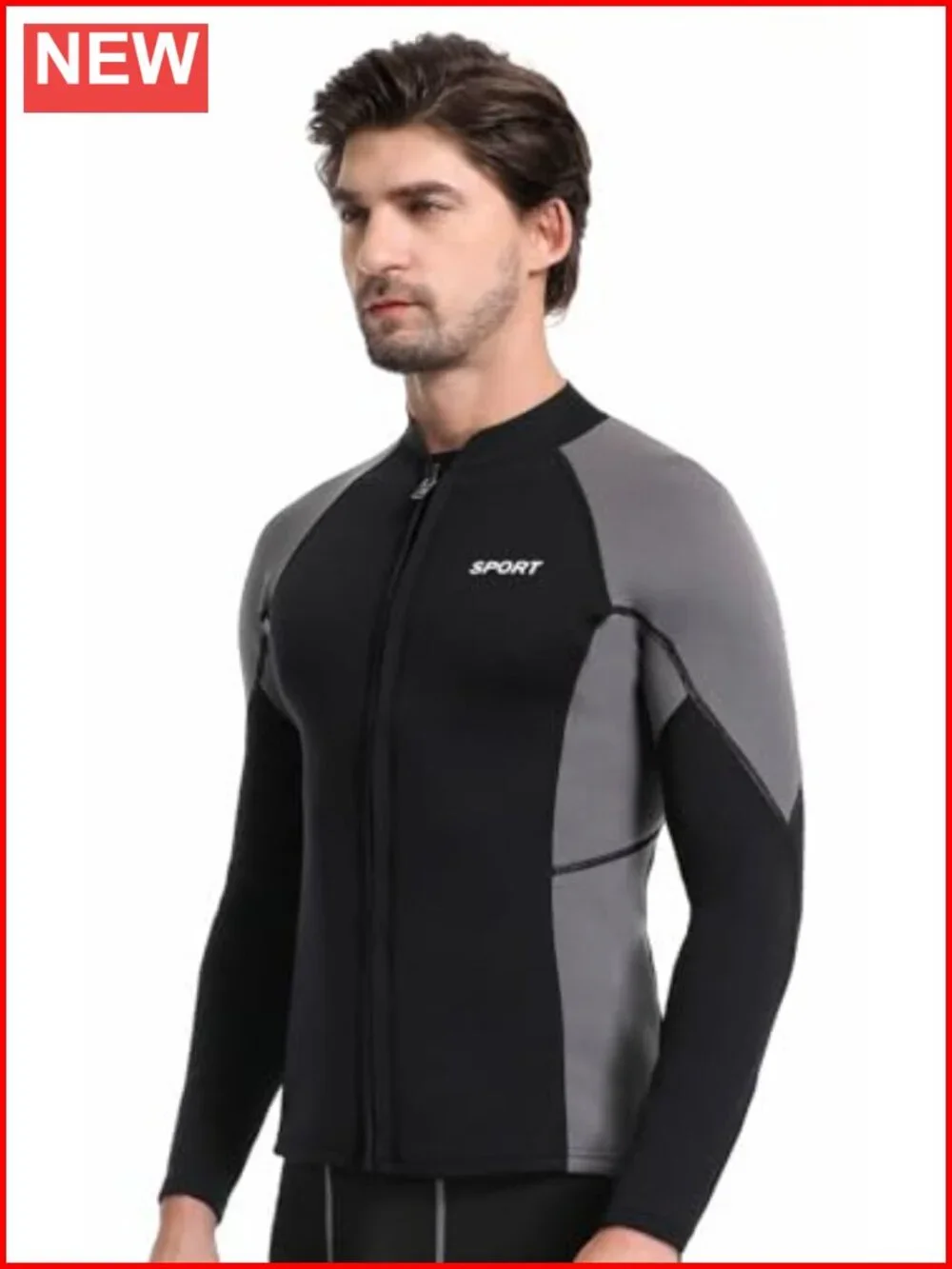 Neoprene Wetsuit Top Long Sleeve Front Zip Swim Surfing Kayak Diving